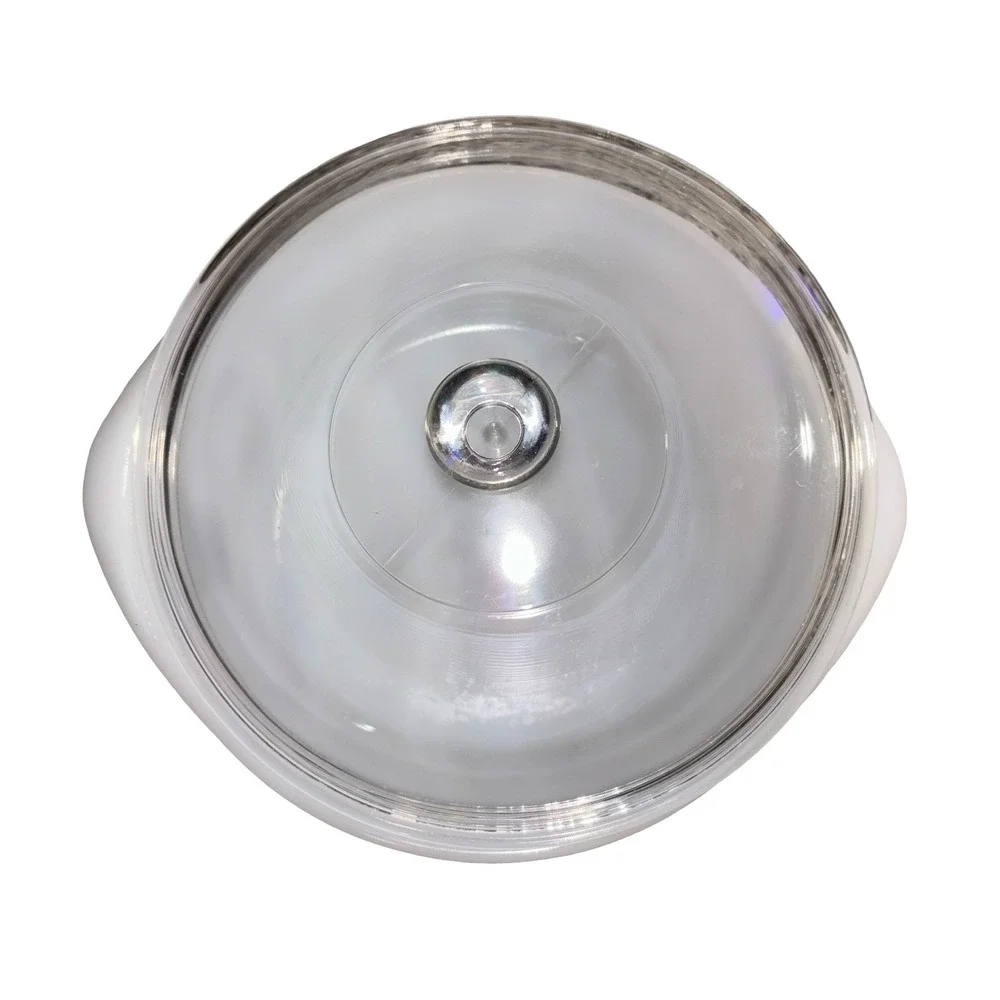 Vintage Glasbake Milk Glass Casserole Dish with Clear Glass Lid Round White